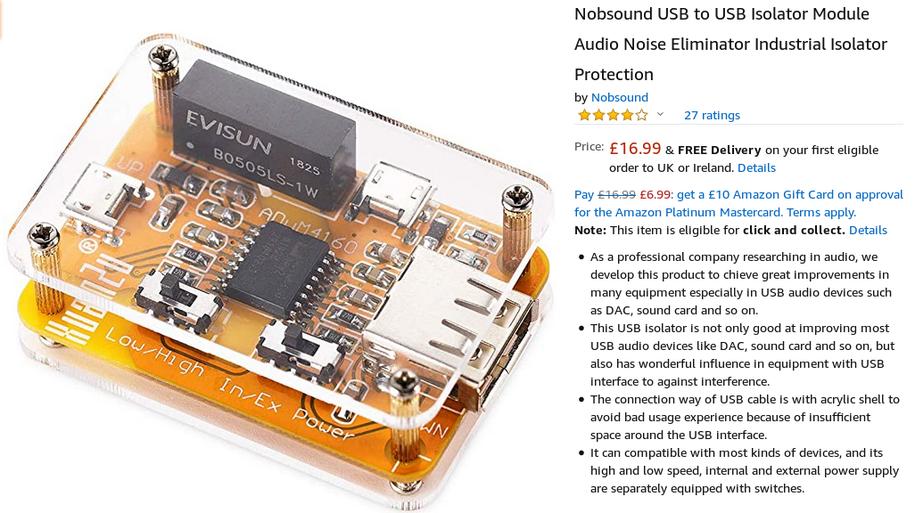 An example USB ground loop isolator.